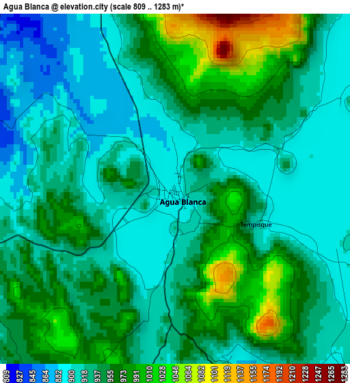 Agua Blanca elevation map