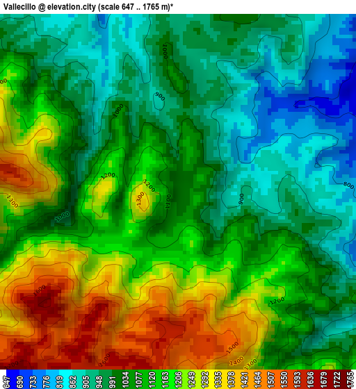 Vallecillo elevation map