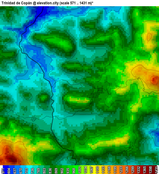 Trinidad de Copán elevation map