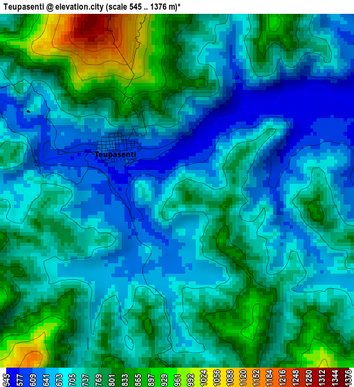 Teupasenti elevation map