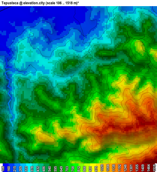 Tepusteca elevation map