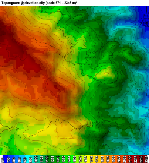 Tepanguare elevation map