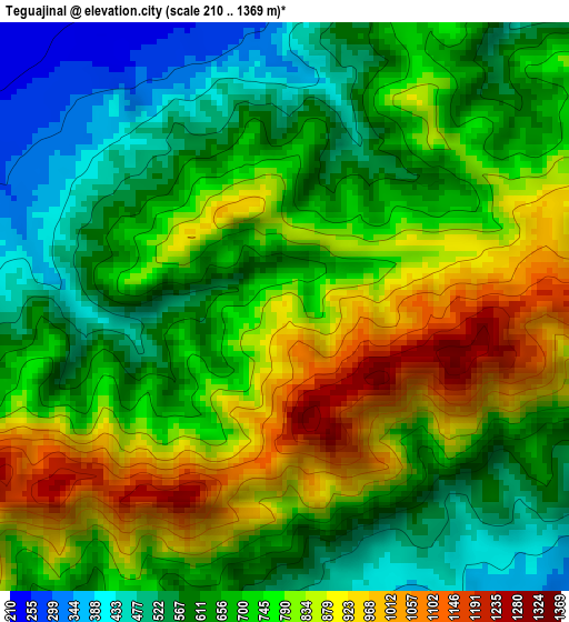 Teguajinal elevation map