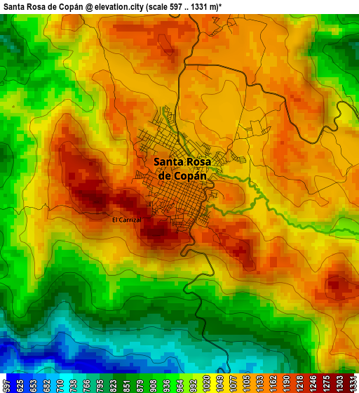 Santa Rosa de Copán elevation map