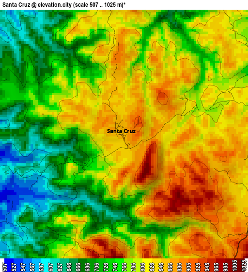 Santa Cruz elevation map