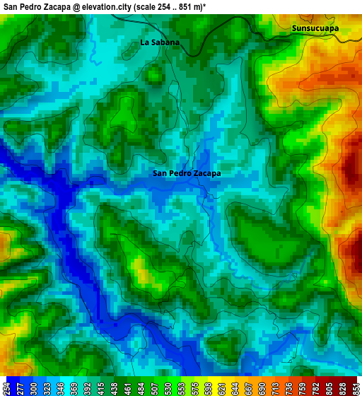 San Pedro Zacapa elevation map