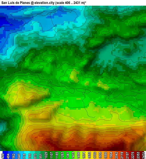 San Luis de Planes elevation map