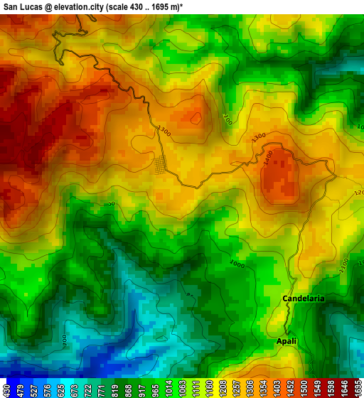 San Lucas elevation map