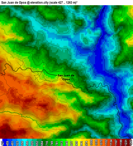 San Juan de Opoa elevation map