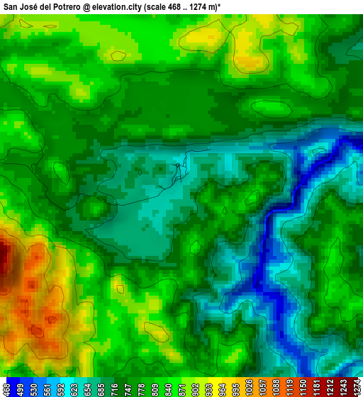 San José del Potrero elevation map