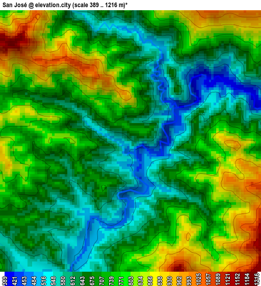 San José elevation map