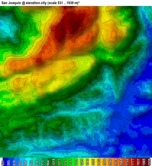 San Joaquín elevation map