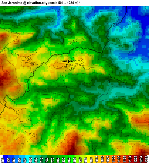 San Jerónimo elevation map