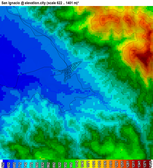 San Ignacio elevation map