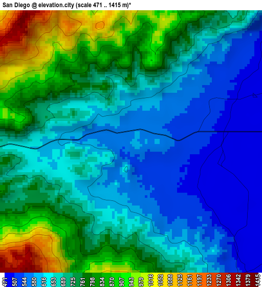 San Diego elevation map