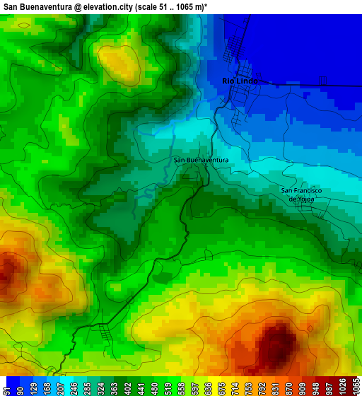 San Buenaventura elevation map