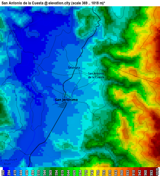 San Antonio de la Cuesta elevation map