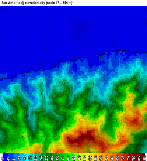 San Antonio elevation map