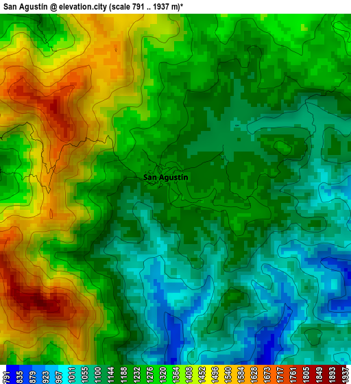 San Agustín elevation map