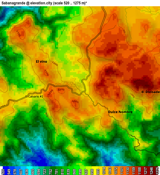 Sabanagrande elevation map