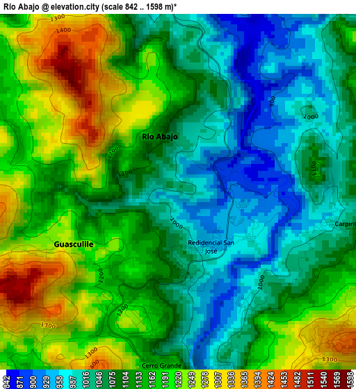 Río Abajo elevation map