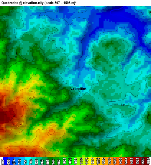 Quebradas elevation map