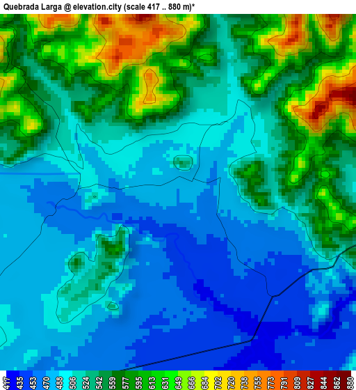 Quebrada Larga elevation map