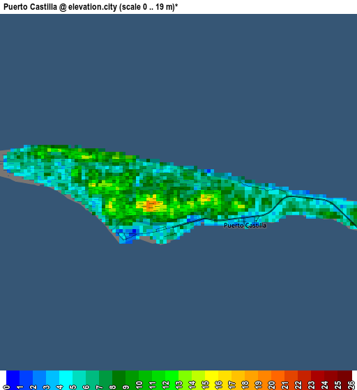 Puerto Castilla elevation map