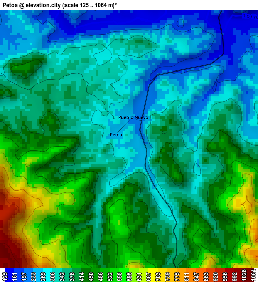 Petoa elevation map