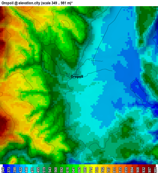 Oropolí elevation map