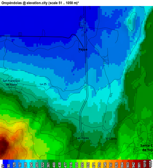 Oropéndolas elevation map