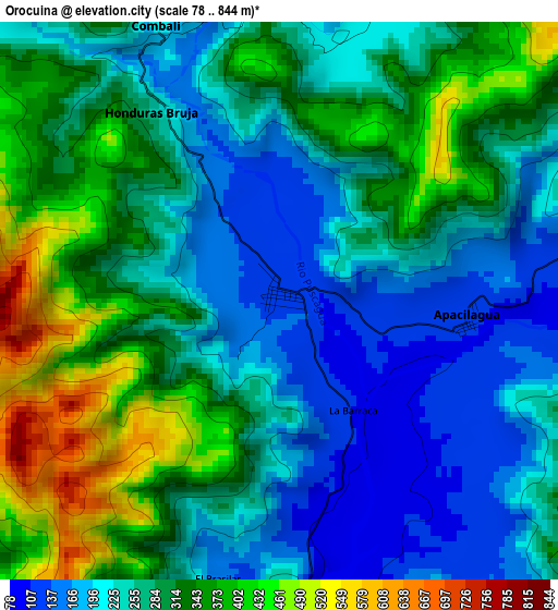 Orocuina elevation map