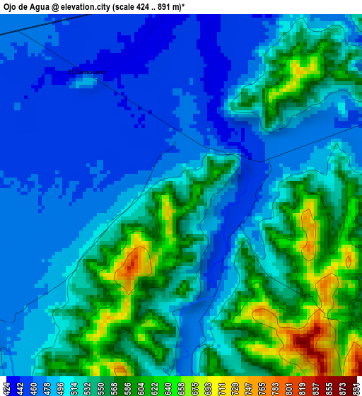 Ojo de Agua elevation map