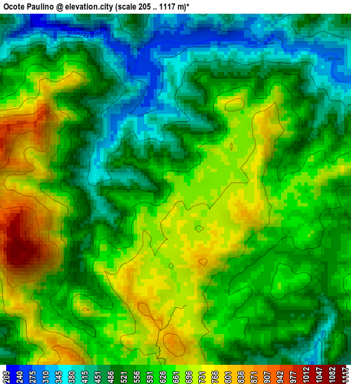 Ocote Paulino elevation map