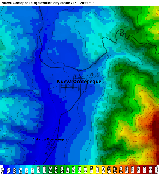 Nueva Ocotepeque elevation map