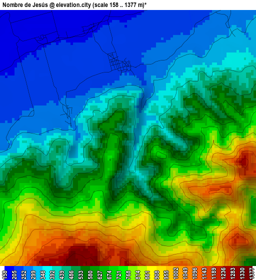 Nombre de Jesús elevation map