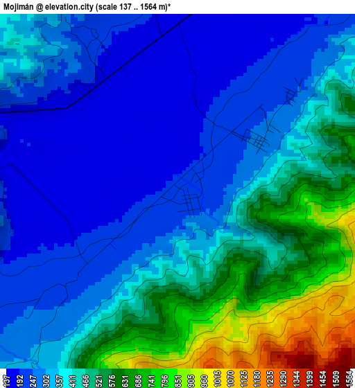 Mojimán elevation map