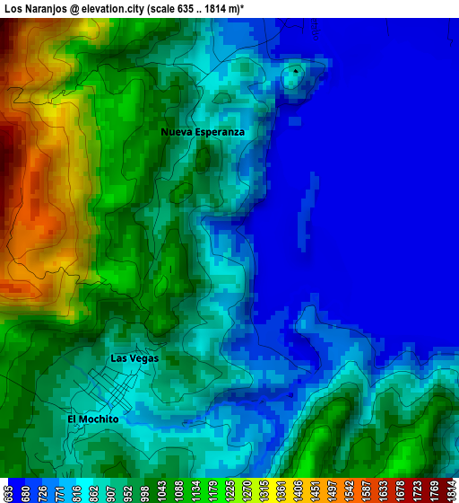 Los Naranjos elevation map