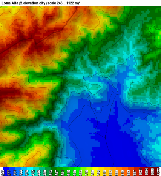 Loma Alta elevation map
