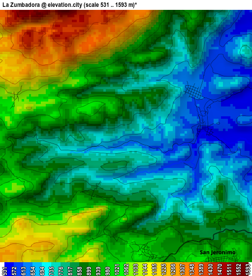 La Zumbadora elevation map