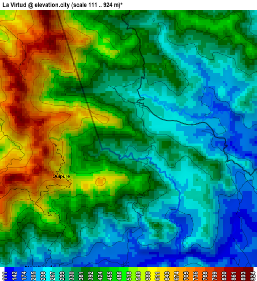 La Virtud elevation map