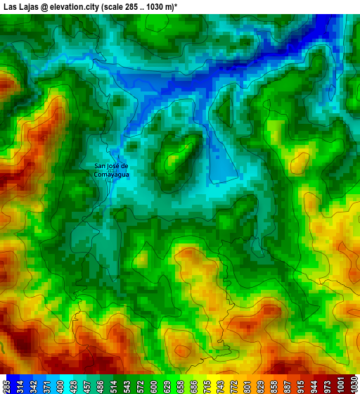 Las Lajas elevation map