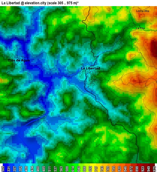 La Libertad elevation map