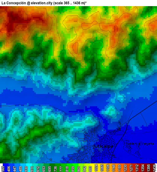 La Concepción elevation map