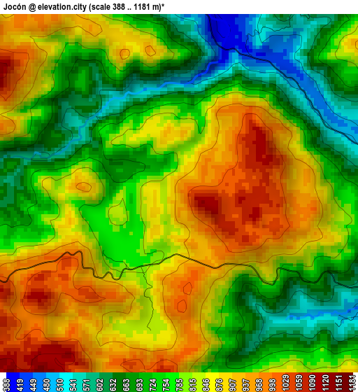 Jocón elevation map