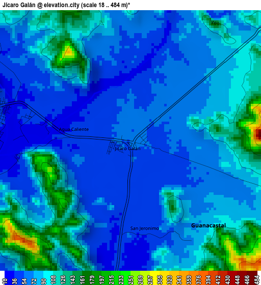 Jícaro Galán elevation map