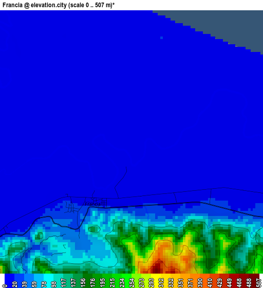 Francia elevation map