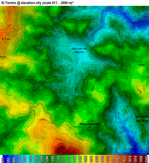 El Terrero elevation map
