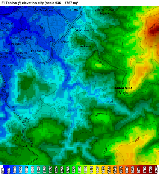 El Tablón elevation map