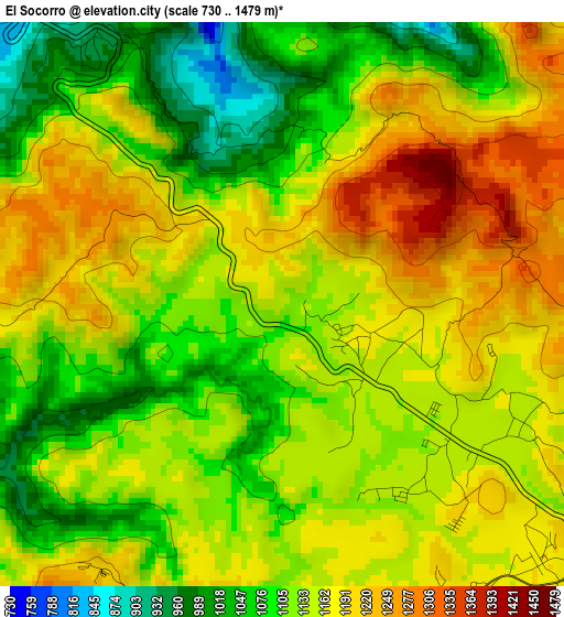 El Socorro elevation map